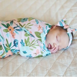 Blush Butterfly Swaddle Blanket & Headband Set